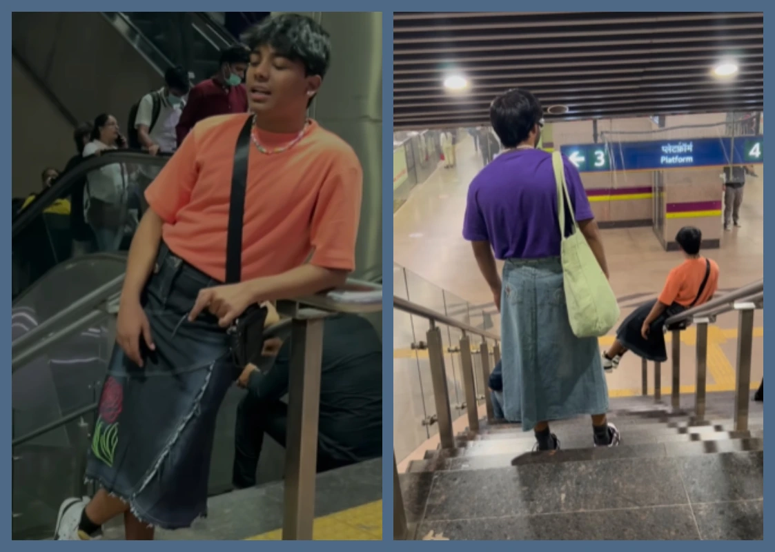 Viral Video: दिल्ली मेट्रो में अब लड़कियों की तरह स्कर्ट में घूमते दिखे दो लड़के, लोग बोले- भाई तू चूड़ियां भी पहन लेता…