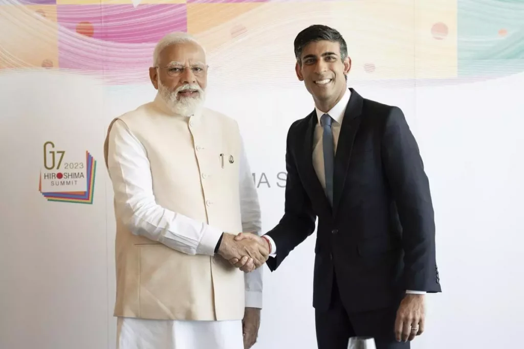 Prime Minister Narendra Modi with UK PM Rishi Sunak
