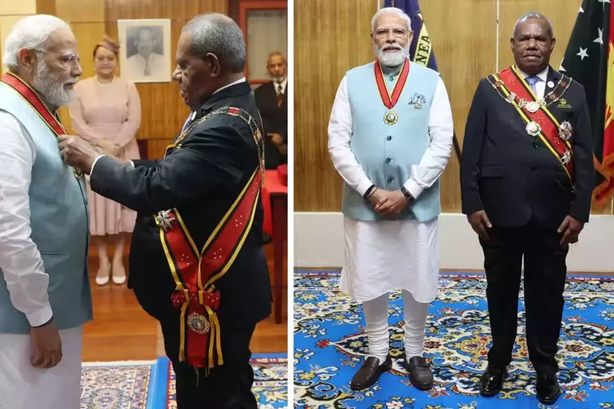प्रधानमंत्री नरेन्द्र मोदी का पापुआ न्यू गिनी पहुंचने पर भव्य स्वागत
