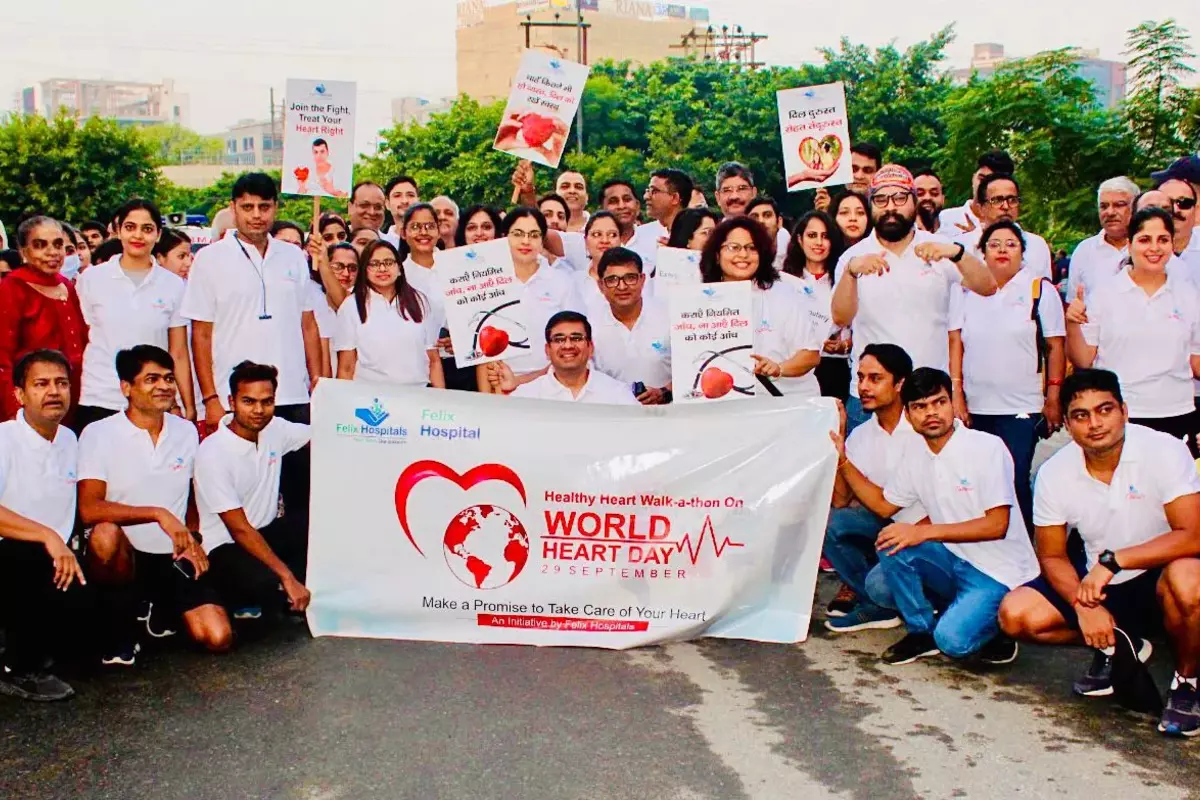 विश्व हृदय दिवस के उपलक्ष्य पर फेलिक्स अस्पताल ने आयोजित किया वॉकथाॅन