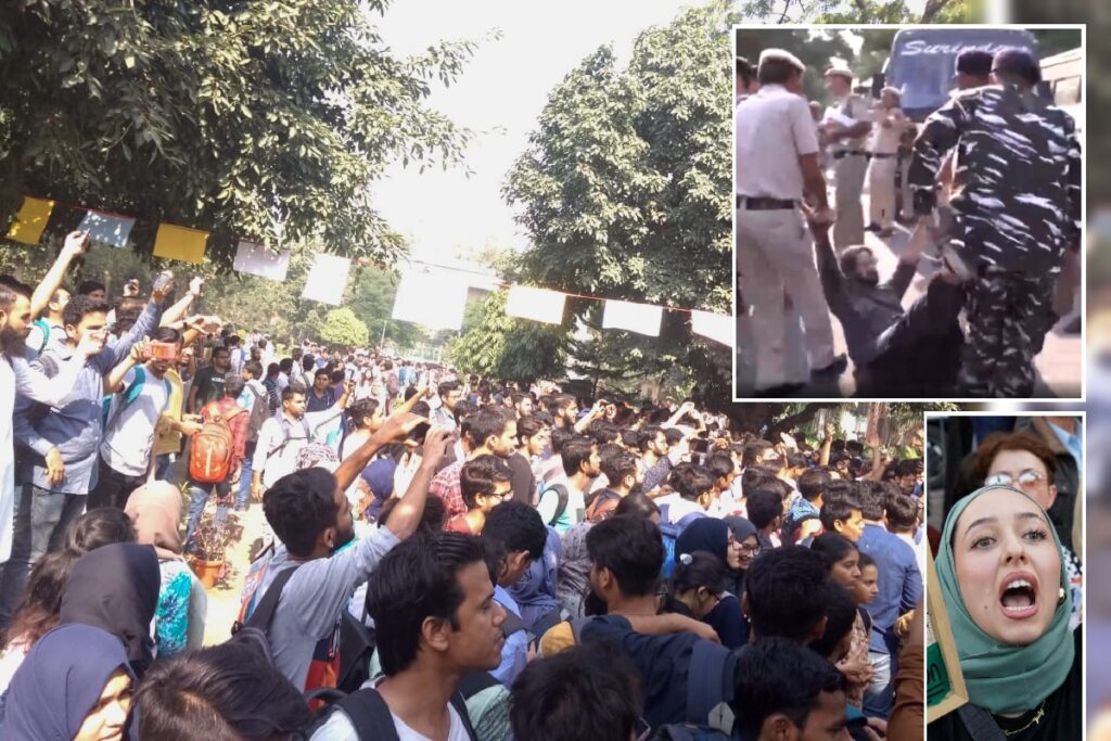 protest against israel in delhi