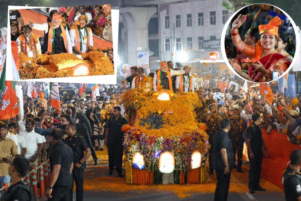 PM modi road show in hyderabad