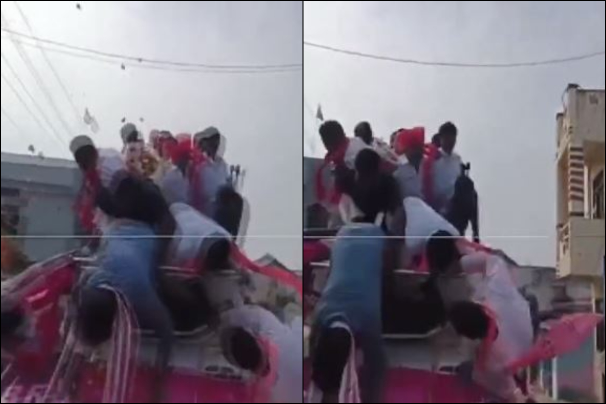 Telangana: चुनावी रैली में ट्रक से गिरे बीआरएस नेता KTR राव, टला गया बड़ा हादसा, Video Viral