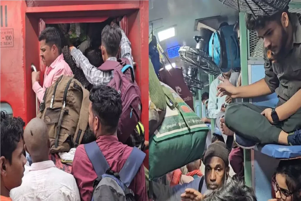 छठ पूजा पर ट्रेनों में भारी भीड़