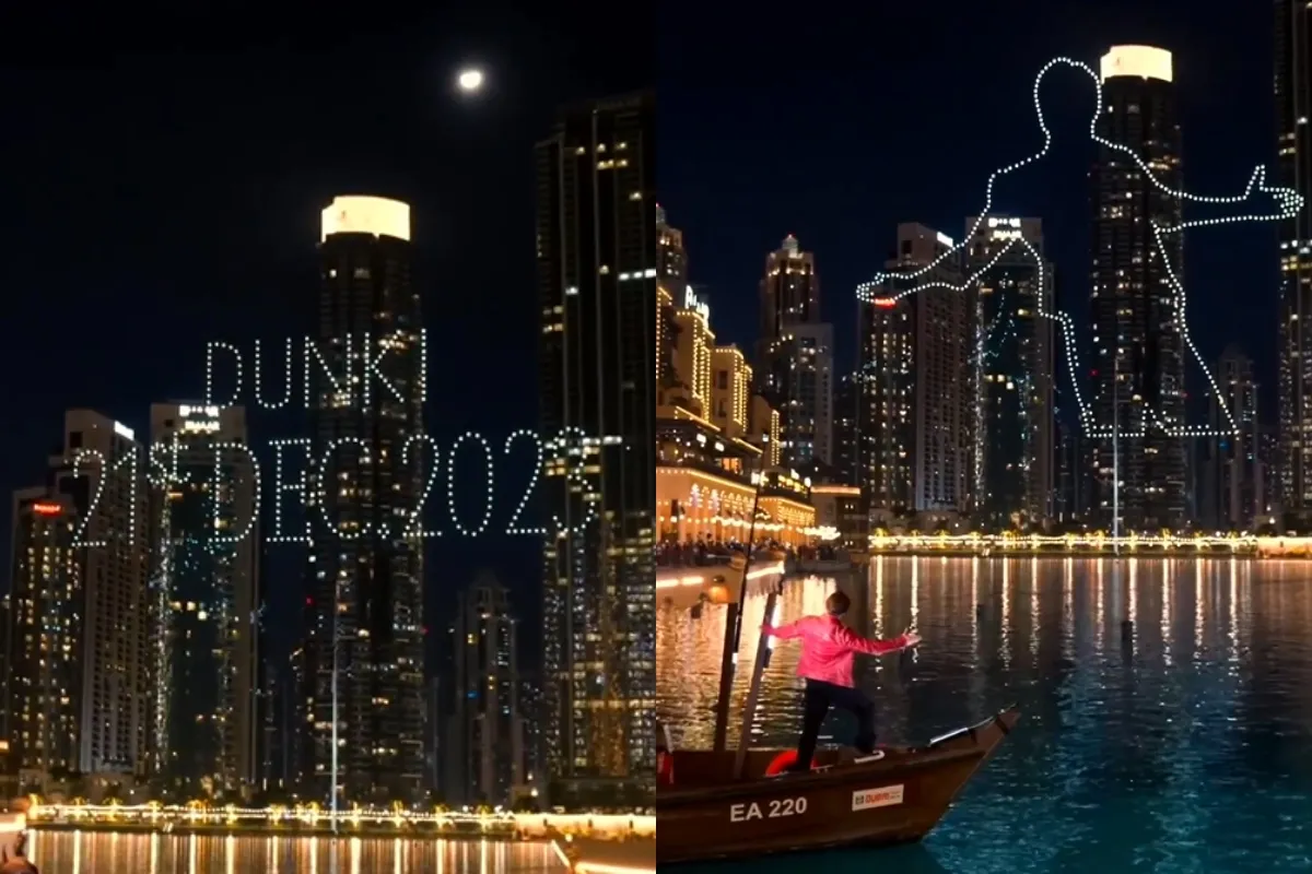 Dubai में Shah Rukh Khan की फिल्म ‘Dunki’ का जश्न, ड्रोन शो से रोशन हुआ Burj Khalifa