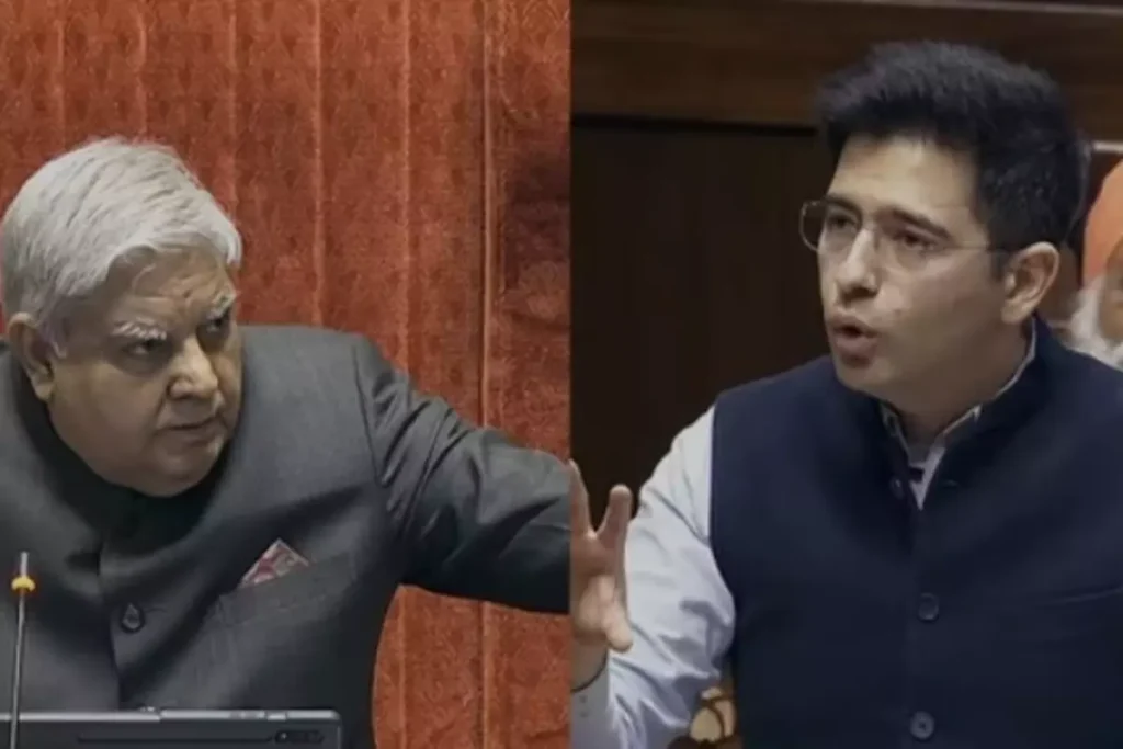 सभापति जगदीप धनखड़ और राघव चड्ढा