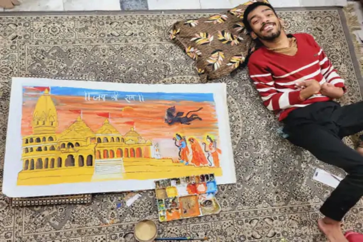 MP Disabled Painter Ayush Made Ram Mandir Painting