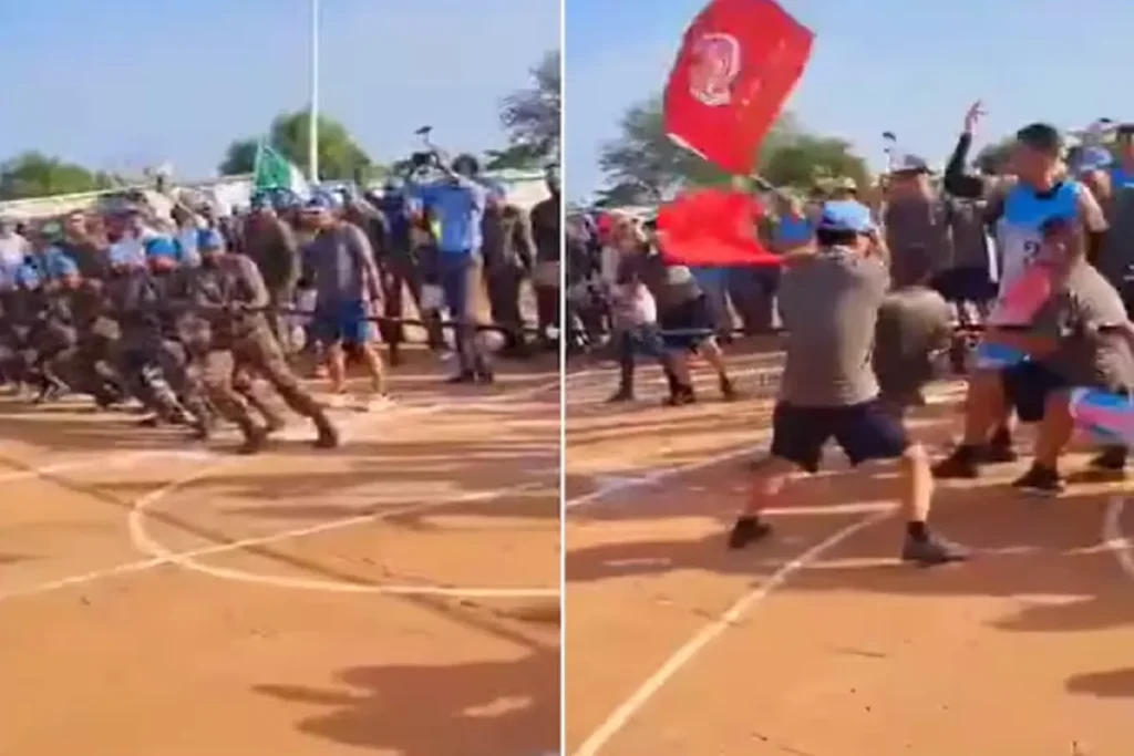 Indian troops defeated Chinese troops in Tug of War