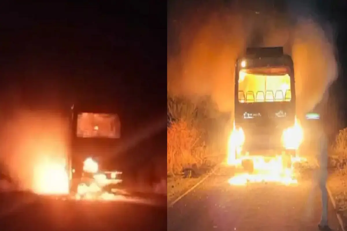 Madhya Pradesh Betul massive fire suddenly broke out in bus