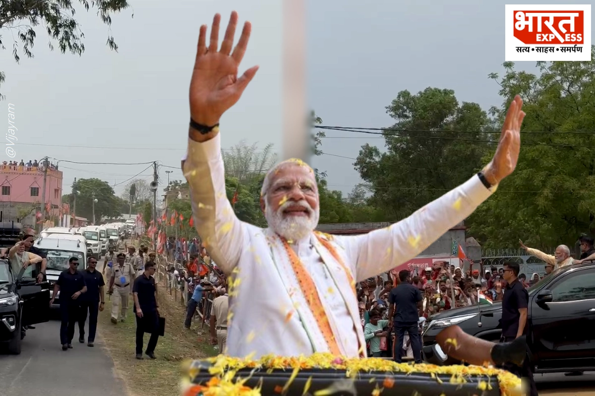 PM Modi RoadShow In Purulia West Bengal BJP held massive election campaign watch video and pictures