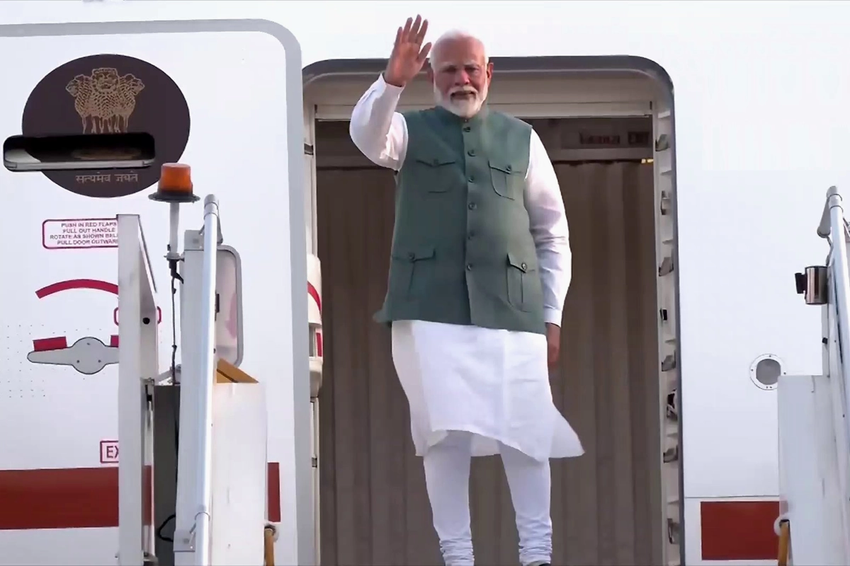 Narendra Modi departs for Italy.