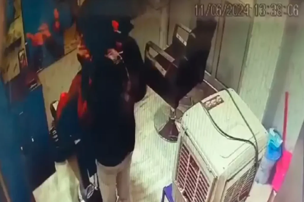 Applied cream on face and massaged with spit