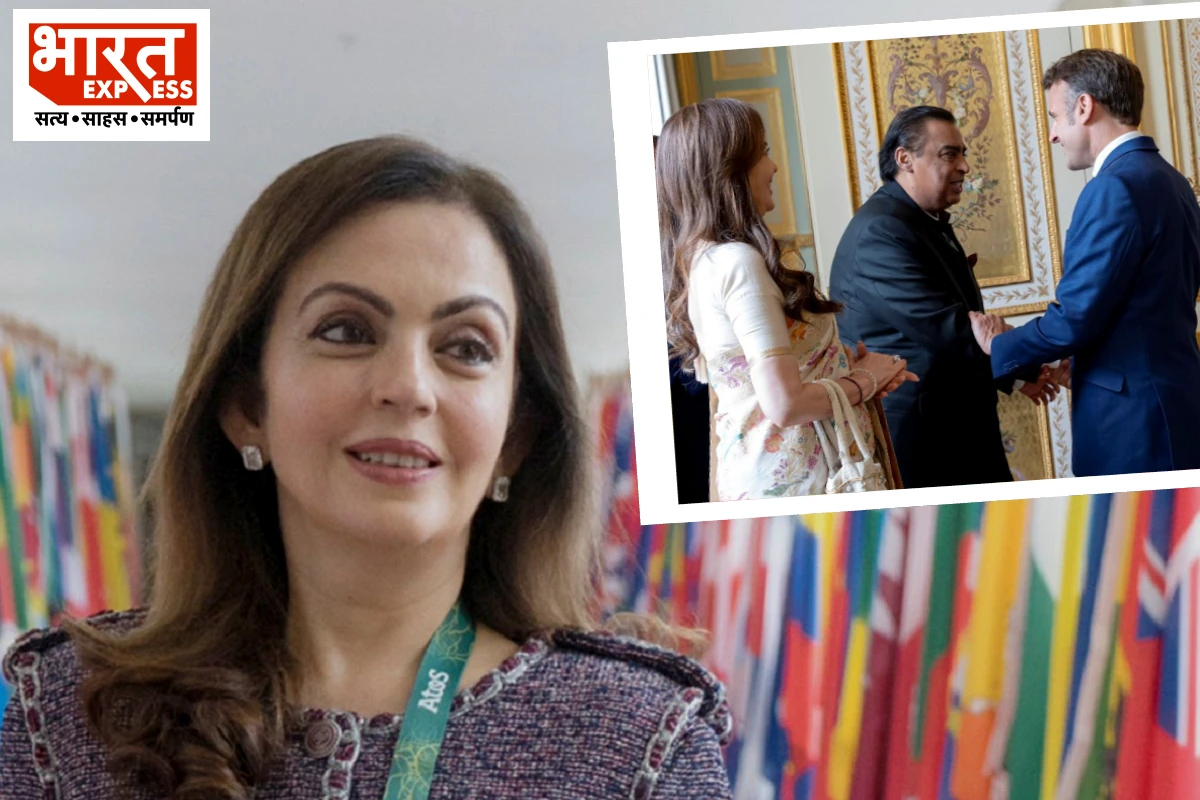 Nita Ambani Mukesh Ambani emmanuel macron