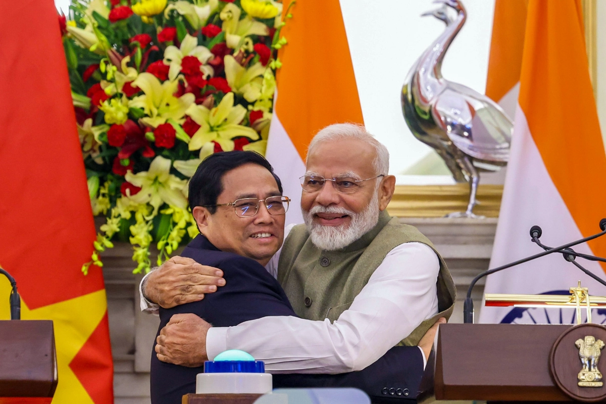 Prime Minister Narendra Modi and Prime Minister of Vietnam Pham Minh Chinh during a joint press statement after their meeting at the Hyderabad House, in New Delhi on Thursday August 1, 2024. (Photo: IANS/PIB)