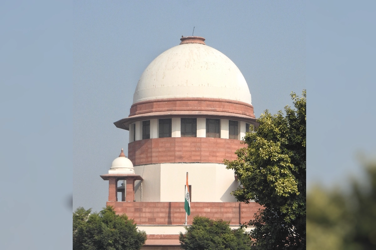 New Delhi: A view of the Supreme Court complex on the day of the court's verdict on a batch of petitions challenging the abrogation of Article 370 of the Constitution, in New Delhi, Monday, Dec. 11, 2023.(IANS/Anupam Gautam)