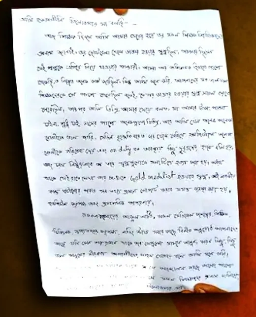 kolkata doctor mother letter piC