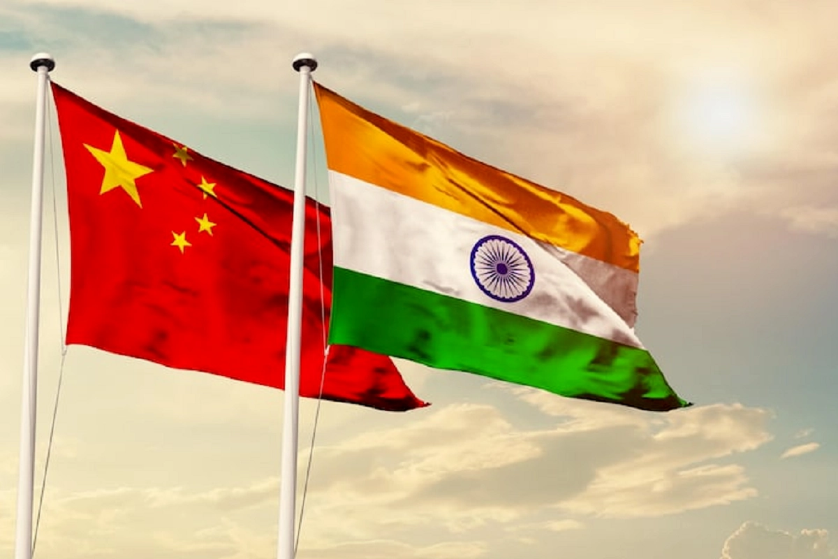 india china flag together