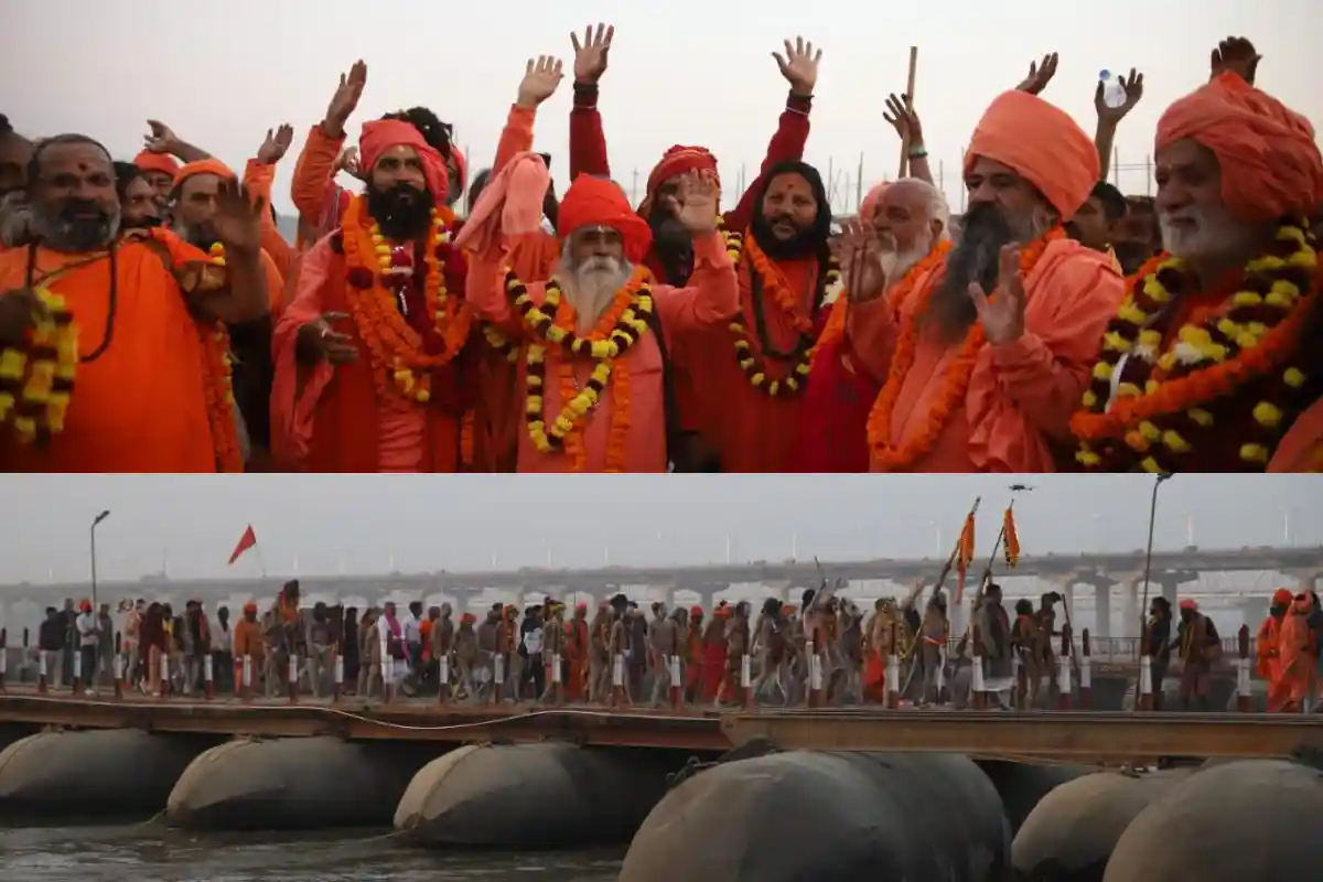 Maha Kumbh 2025: श्री पंचदशनाम आवाहन अखाड़े का महाकुम्भ नगर में हुआ भव्य प्रवेश, पुष्प वर्षा के लिए किया गया स्वागत