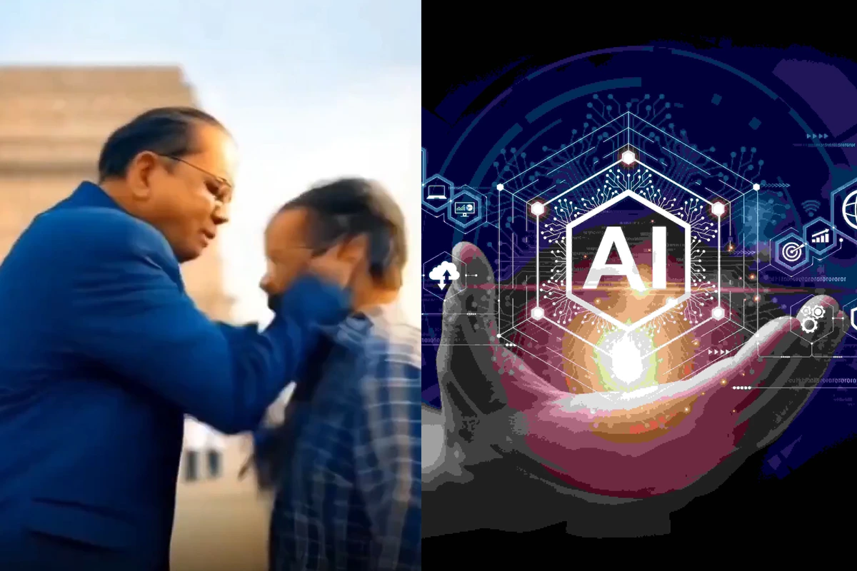 Viral Video: AI War में बुरे फंसे केजरीवाल, आशीर्वाद के जवाब में मिला थप्पड़!