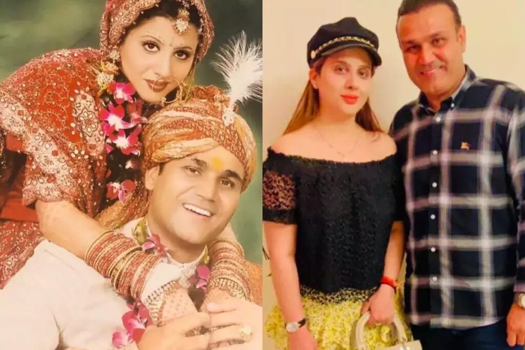 Virender Sehwag and his wife Aarti