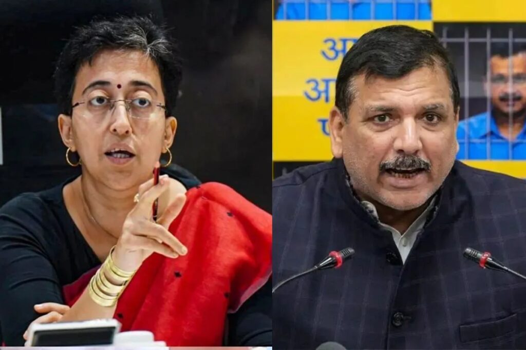 CM Atishi and Rajya Sabha MP Sanjay Singh