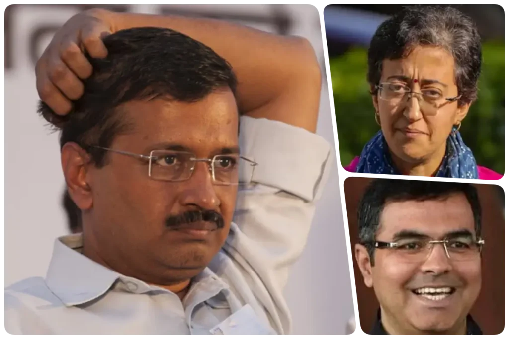ARVIND KEJRIWAL,parvesh verma, Atishi Marlena