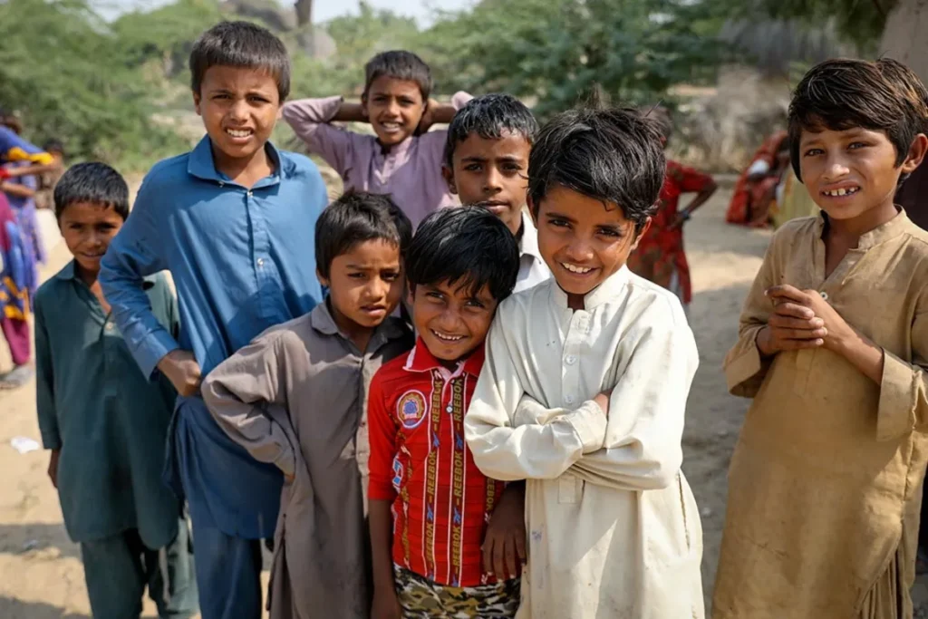 Pakistani children studying lies