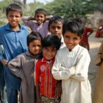 Pakistani children studying lies