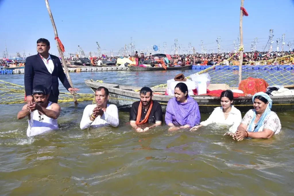 CM Nayab Singh Saini took Sangam bath with his family.