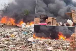 Delhi में यहां लगी भीषण आग, आसमान में फैला धुएं-धूल का काला गुबार, झुग्गी-झोपड़ियां हुईं जलकर खाक