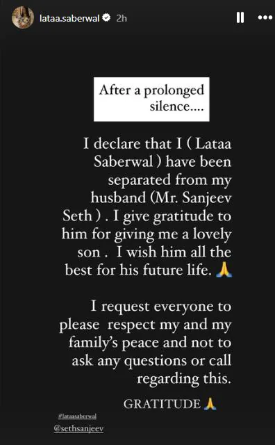 lata sabarwal divorce