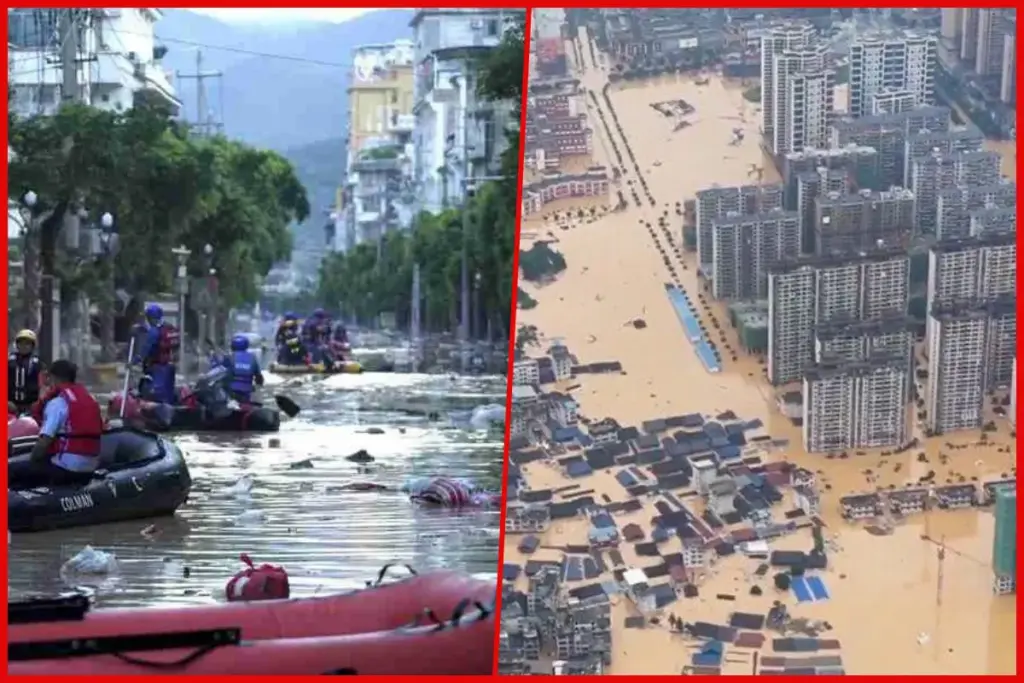 Flood in China due to rain