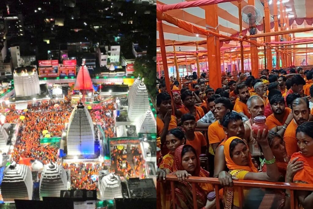 सावन के दूसरे सोमवार पर 'बाबा धाम' में भक्तों की लगी लंबी कतार, 'हर-हर महादेव' के नारे से गूंजा मंदिर परिसर - भारत एक्सप्रेस