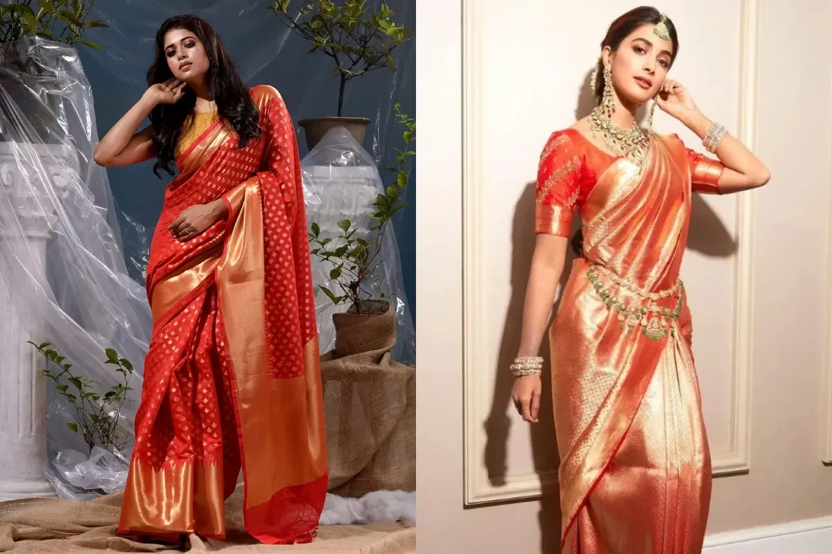 बनारसी सिल्क साड़ियां महिलाओं को पहनना काफी ज्यादा पसंद होता है. ऐसे में अगर आप सावन के दूसरे सोमवार के दिन ऑरेंज कलर की बनारसी साड़ी पहनेंगी तो आपके पति आप पर फिदा हो जाएंगे और इससे आपकी सुंदरता ज्यादा निखर जाएगी. 