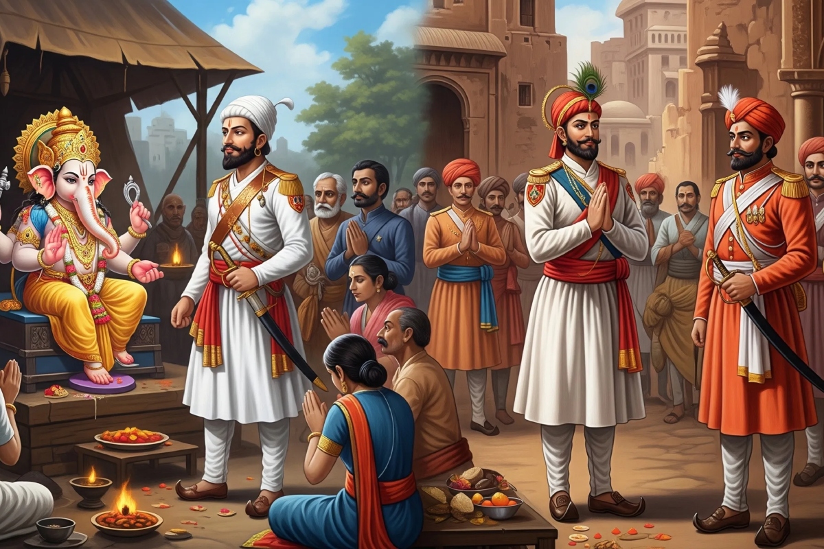 गणेश चतुर्थी का सार्वजनिक रूप से उत्सव पहली बार छत्रपति शिवाजी के पूर्वज, छत्रपति विट्ठलराव, और मराठा साम्राज्य में छत्रपति शिवाजी ने इसे बढ़ावा दिया. पेशवाओं ने भी इसे अपनी प्रमुख परंपराओं में शामिल किया. पेशवाओं के शासनकाल में पुणे में यह उत्सव बड़े पैमाने पर मनाया जाने लगा, लेकिन ब्रिटिश शासन के बाद यह अधिकतर पारिवारिक स्तर पर सीमित रह गया.