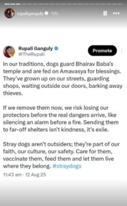 Rupali Ganguly on stray dogs