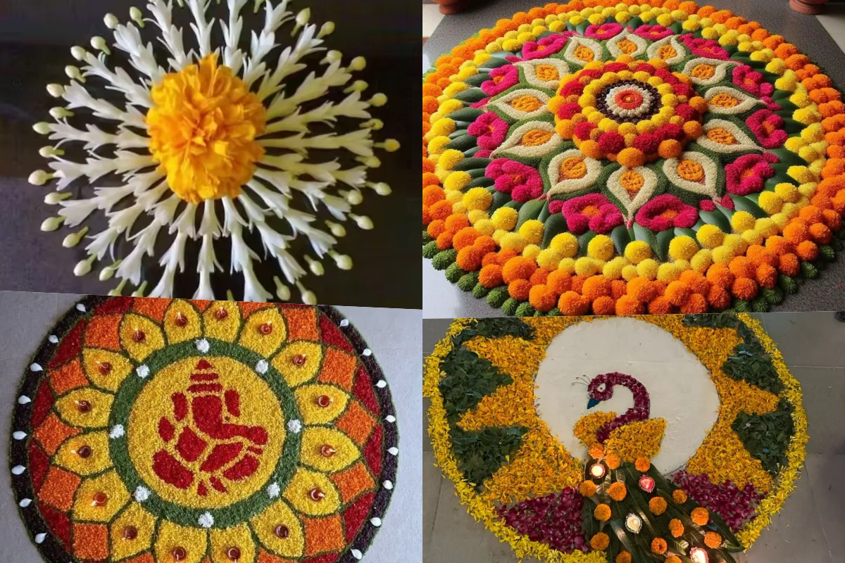 फूल पवित्रता का प्रतीक है इसलिए मंदिरों और शुभ अवसरों पर लोग इसे बनाते हैं. गोलाकार रंगोली सकारात्मकता को आकर्षित करती है और फूल पवित्रता का प्रतीक है इसलिए मंदिरों और शुभ अवसरों पर लोग इसे फूलों से बनाते हैं.