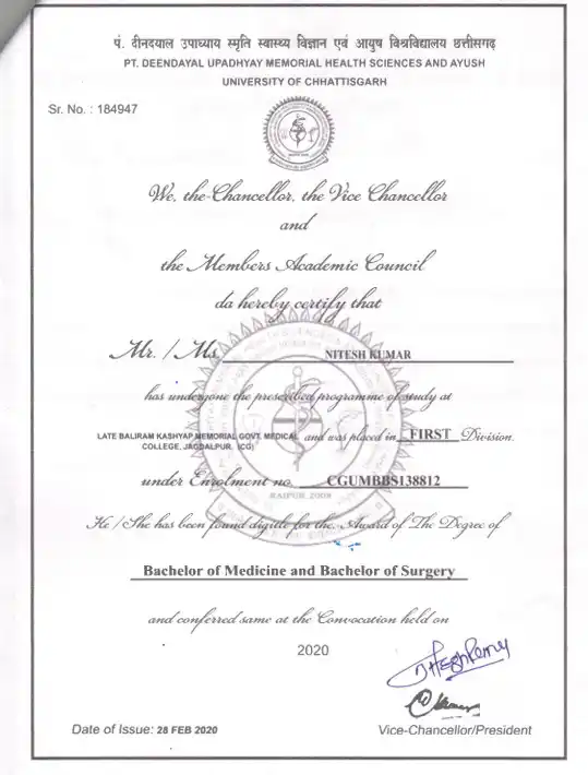 Jawar Amrit Hospital Owner Nitesh Rana Degree