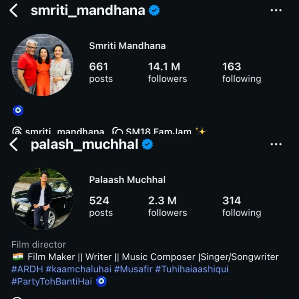Palash Smriti Instagram Update