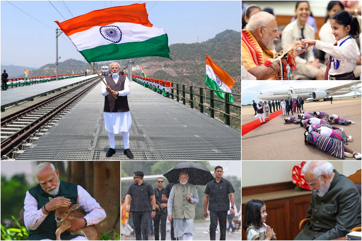 जम्मू और कश्मीर में चिनाब पुल पर राष्ट्रीय ध्वज लहराते हुए पीएम मोदी (PM Modi) ने देशभक्ति का एक नया अध्याय लिखा. नई दिल्ली में 7 लोक कल्याण मार्ग पर बच्चों ने रक्षाबंधन पर पीएम मोदी को राखी बांधी, जो एक भावुक और प्यार भरा क्षण था. जोहान्सबर्ग में पीएम मोदी का सम्मानजनक स्वागत हुआ. नई दिल्ली में 7 लोक कल्याण मार्ग पर पीएम मोदी ने बछड़े को सहलाया. बिहार के दरभंगा में पीएम मोदी का आगमन. एक बच्ची ने पीएम मोदी को ‘नमस्ते’ किया जिसके बाद पीएम ने मुस्कुराकर जवाब दिया.