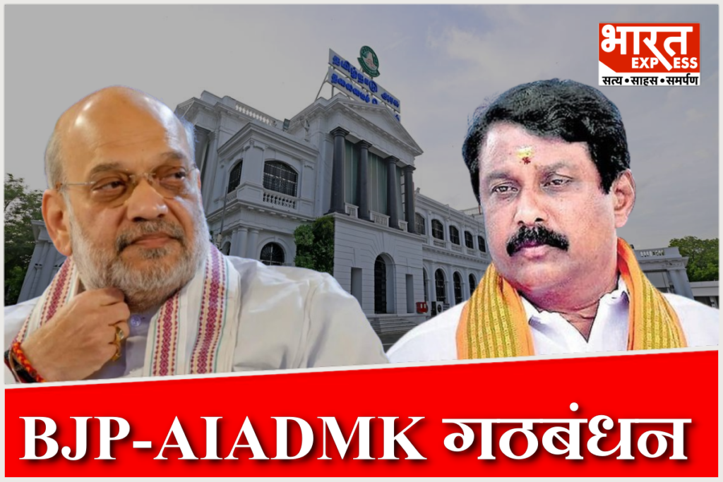 Tamil Nadu BJP President Nainar Nagendran with Home Minister Amit Shah