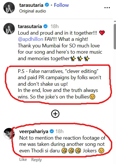 Tara Sutaria Breaks Silence
