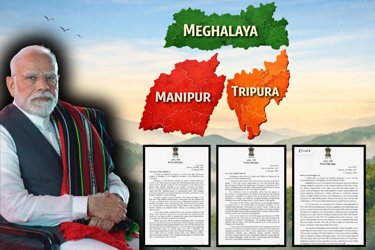 त्रिपुरा, मेघालय और मणिपुर का राज्य स्थापना दिवस, पीएम मोदी ने भेजे शुभकामना संदेश