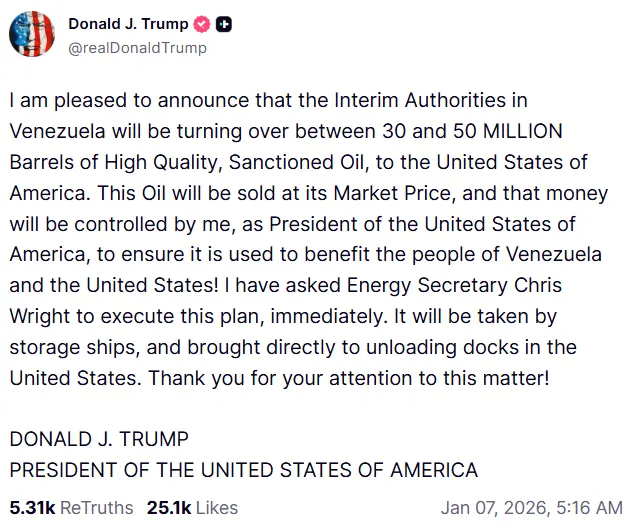 US Venezuela Oil Deal Donald Trump Said Funds to be Controlled by America