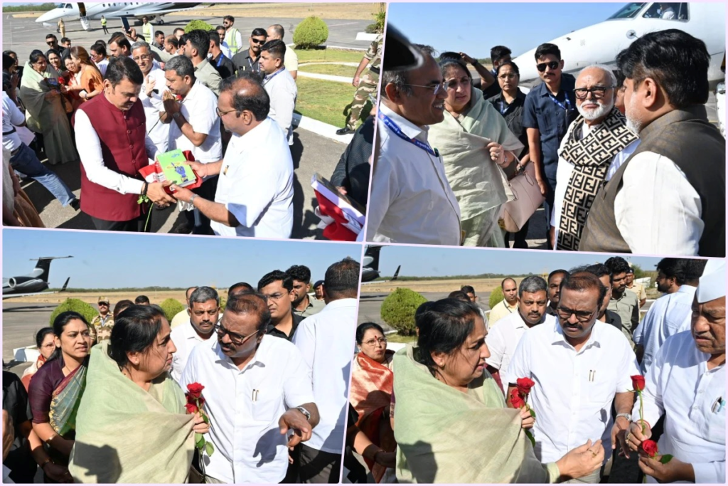 Devendra Fadnavis and Sunetra Pawar travel through VSR Aviation