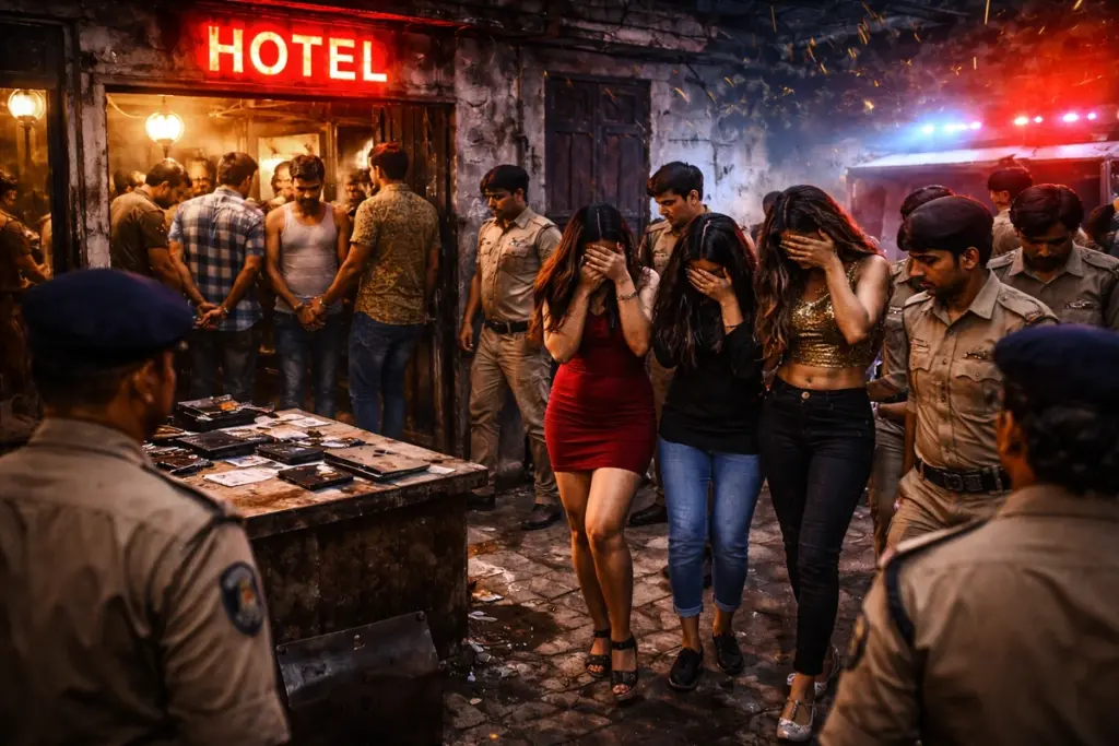 Bihar police raid at Hotel rescued women