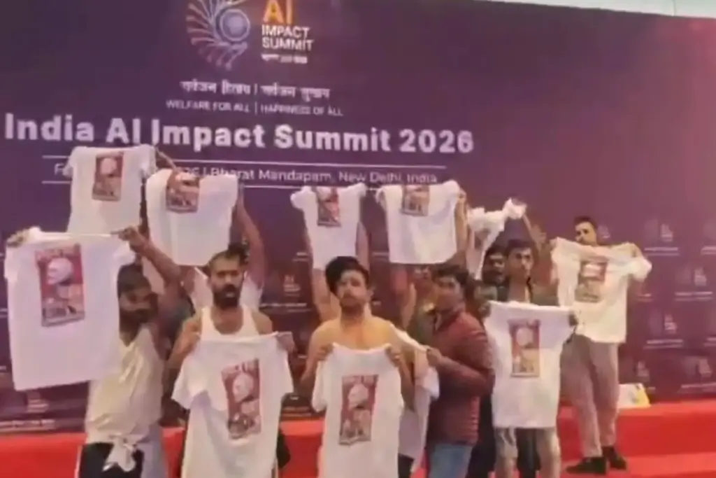 AI Summit Shirtless Protest