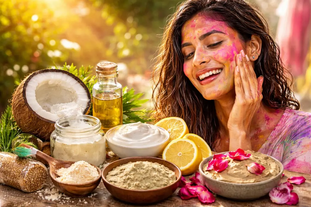 Holi color removal tips