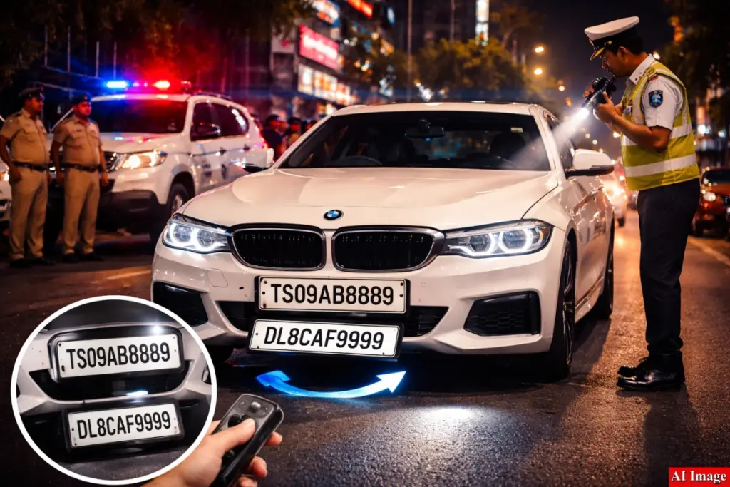 Hyderabad BMW Flip Number Plate