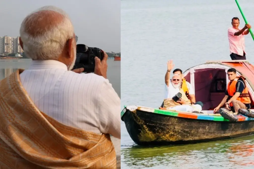 PM Modi Visits Hooghly River Bank in Kolkata Before Dum Dum and Jadavpur Rallies